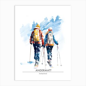 Andermatt   Switzerland Ski Resort Poster Illustration 1 Art Print