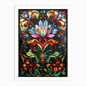 Colorful Stained Glass Flowers 17 Art Print