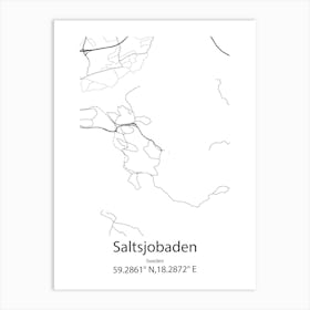 Saltsjobaden,Sweden Minimalist Map Art Print