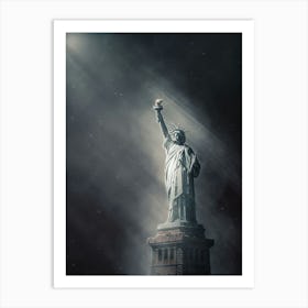 The Statue Of Liberty At Night Art Print