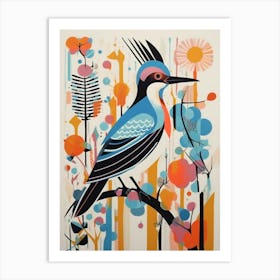 Colourful Scandi Bird Hoopoe 3 Art Print