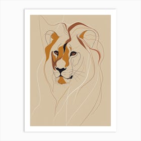 Lion - Boho, Line Art 3 Art Print