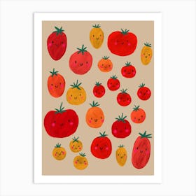 Happy Veg Tasty Tomatoes Art Print