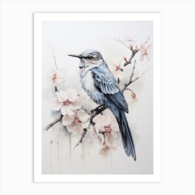 Hummingbird, Japanese Brush Painting, Ukiyo E, Minimal 1 Art Print