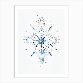 Symmetry, Snowflakes, Minimalist Watercolour 3 Art Print