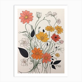 Luckycharms Orange And Yellow Flowers Art Print