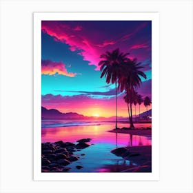 Neon Sunset Wallpaper Art Print