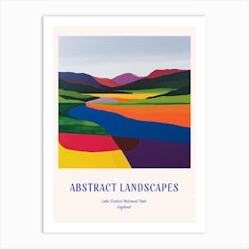 Colourful Abstract Lake District National Park England 3 Poster Blue Art Print