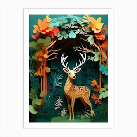 Deer In The Forest 6 Art Print