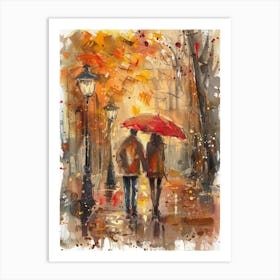 Couple Walking In The Rain 7 Art Print