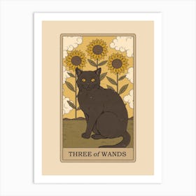 Three Of Wands   Cats Tarot Art Print