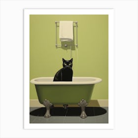 Cat In Bathtub 3 Art Print