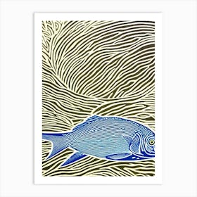 Surgeonfish Linocut Art Print