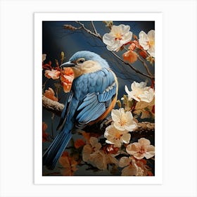 Blue Bird In Blossom Art Print