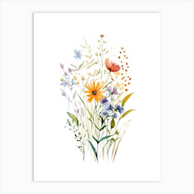 Watercolor Wildflowers Art Print