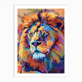 Southwest African Lion Symbolic Imagery Fauvist Painting 4 Art Print