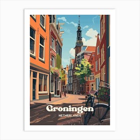 Groningen Netherlands Streetview Art Illustration Art Print