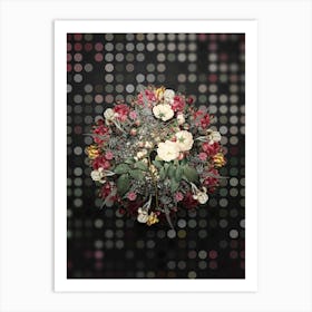 Vintage Adelia Aurelianensis Flower Wreath on Dot Bokeh Pattern n.0470 Art Print