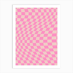 Warped Checkerboard Pink Art Print