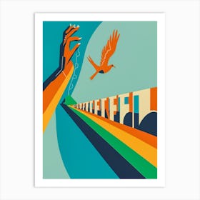 Hand Reaching For A Bird Art Print