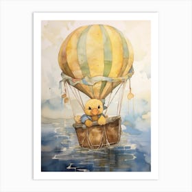 Hot Air Balloon Duckling Mixed Media Painting 1 Art Print