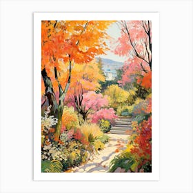 Claude Monets Garden, France In Autumn Fall Illustration 2 Art Print