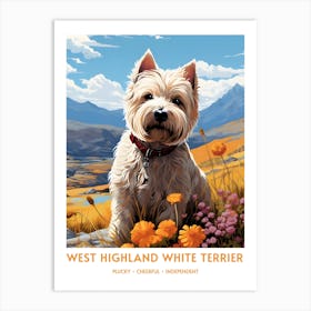 West Highland White Terrier (Dog Breed - Travel Poster Style) Art Print