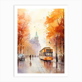 Berlin Germany In Autumn Fall, Watercolour 4 Art Print