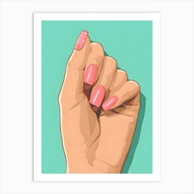 Woman'S Hand With Pink Nails Art Print