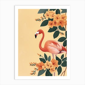 Andean Flamingo And Bougainvillea Minimalist Illustration 2 Art Print