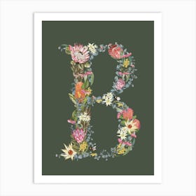 B Olive Alphabet Letter Art Print