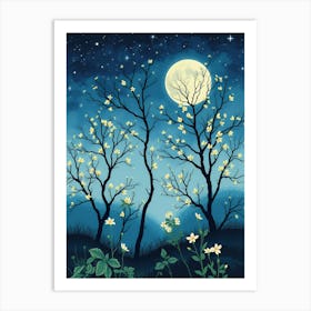 Moonlight In The Trees Art Print