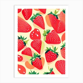 Strawberry Fruit, Market, Fruit, Neutral Abstract Art Print