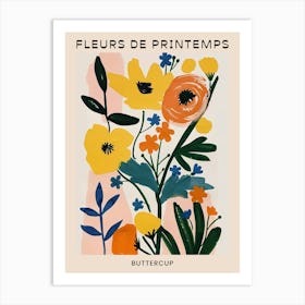 Spring Floral French Poster  Buttercup 2 Art Print