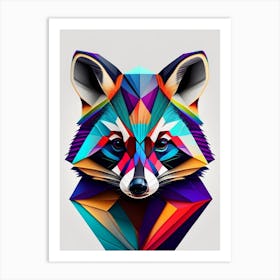 Cozumel Raccoon Modern Geometric Art Print