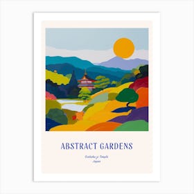 Colourful Gardens Ginkaku Ji  Temple Japan 3 Blue Poster Art Print