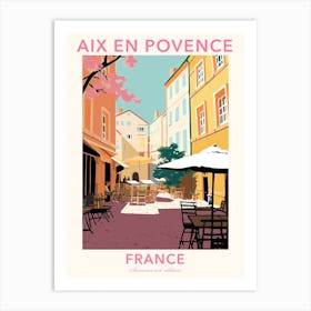 Aix En Povence, France, Flat Pastels Tones Illustration 1 Poster Art Print