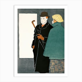 Man With Walking Stick And Woman (1896), Edward Penfield Poster