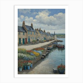 Reflections on the Water Harbourside Cottages Art Print