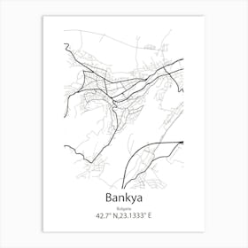 Bankya,Bulgaria Minimalist Map Art Print