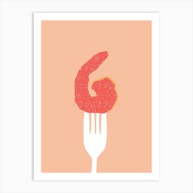 Minimalist Fork With A Shrimp Art Print