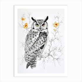 African Wood Owl Drawing 2 Art Print