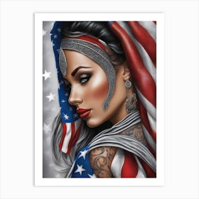 American Flag Woman 2 Art Print