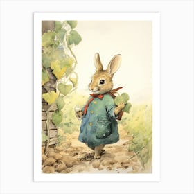 Storybook Animal Watercolour Rabbit 4 Art Print