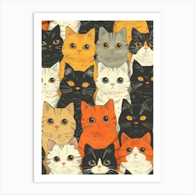 Perfectly Repeatable Artwork With Cute Cat Faces 42 Art Print