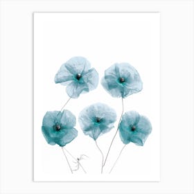 Blue Delicate Flowers Art Print