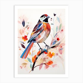 Bird Painting Collage Sparrow 8 Art Print