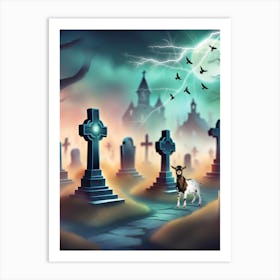 Spooky Graveyard Art Print