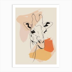 Giraffe - Boho, Line Art 20 Art Print