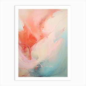 Pink And Teal, Abstract Raw Painting 1 Art Print